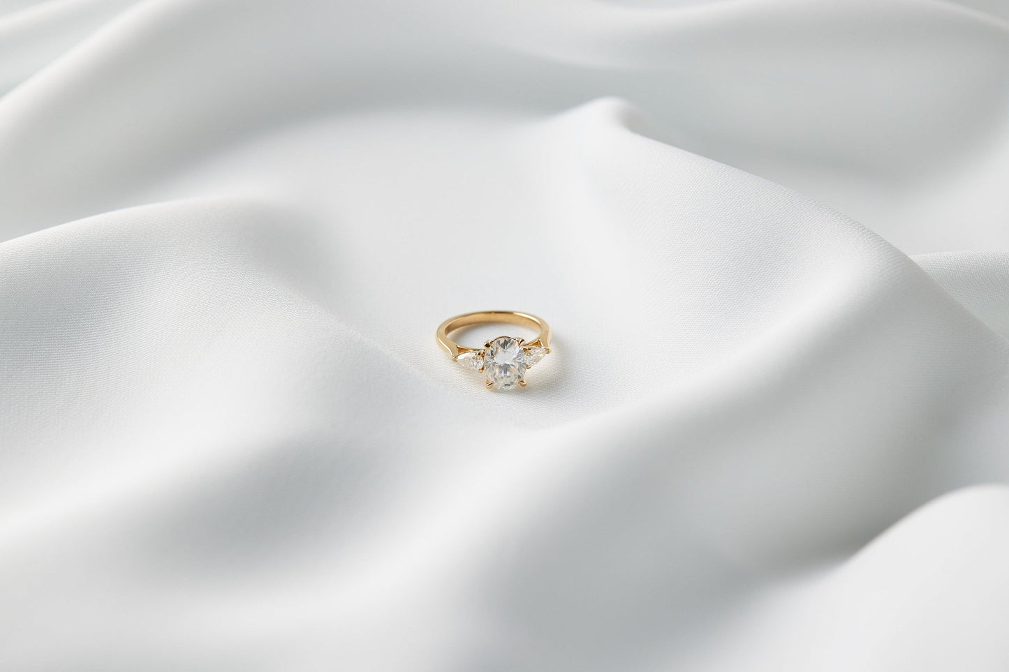 Oval Pear Accent Stones Diamond Engagement Ring - Moissanite Engagement Rings