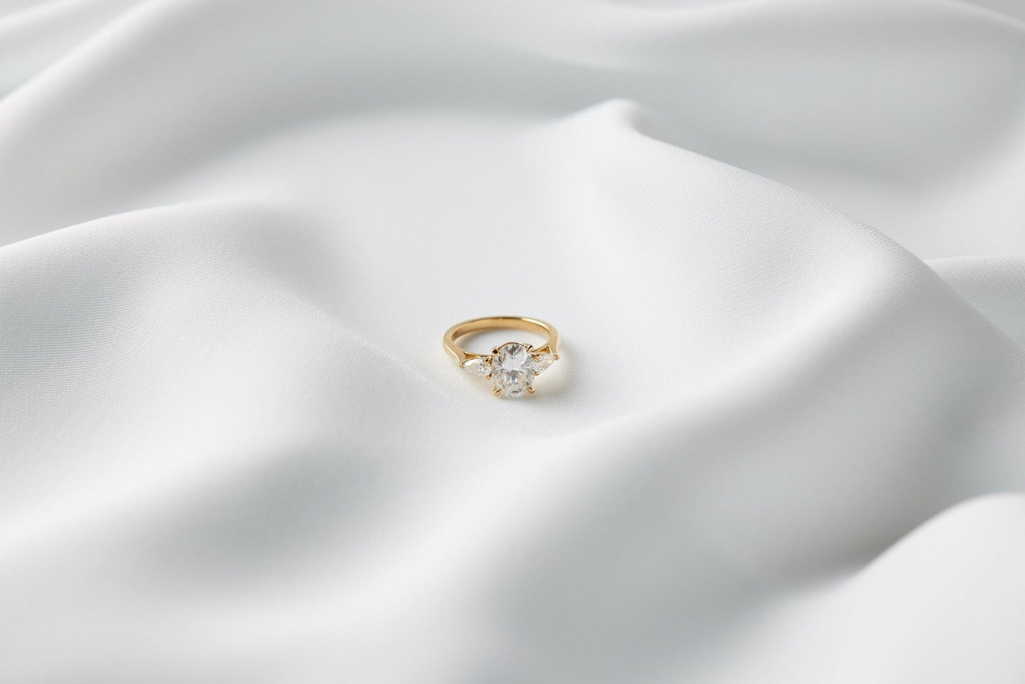 Oval Pear Accent Stones Diamond Engagement Ring - Moissanite Engagement Rings