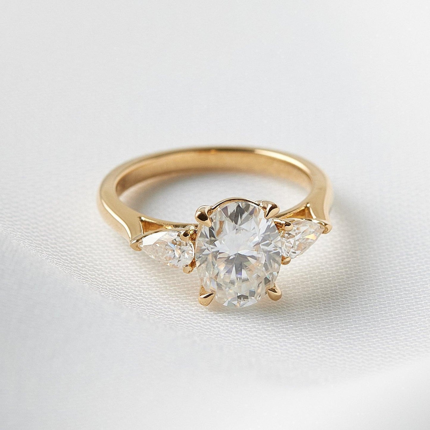 Oval Pear Accent Stones Diamond Engagement Ring - Moissanite Engagement Rings