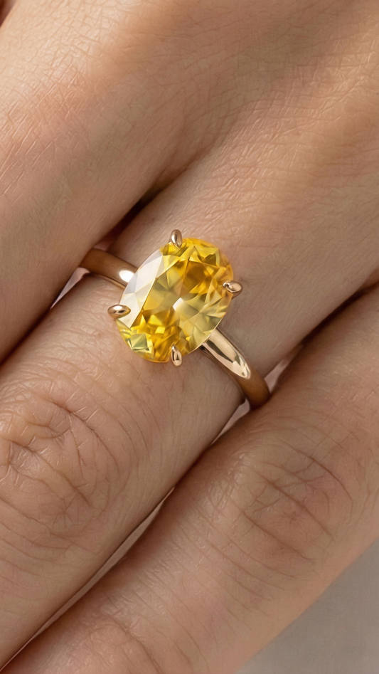 Oval Solitaire Yellow Diamond Engagement Ring
