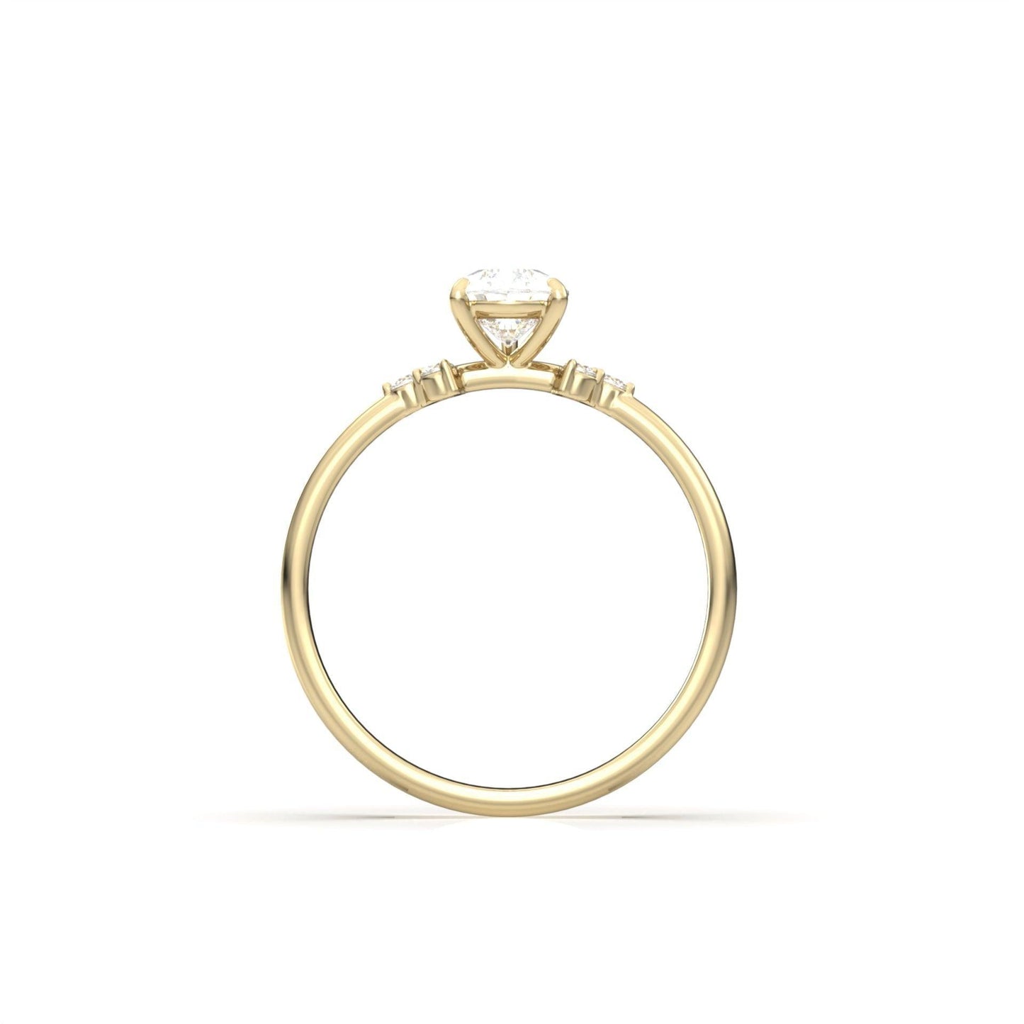 Pear Accent Stones Diamond Engagement Ring - Moissanite Engagement Rings