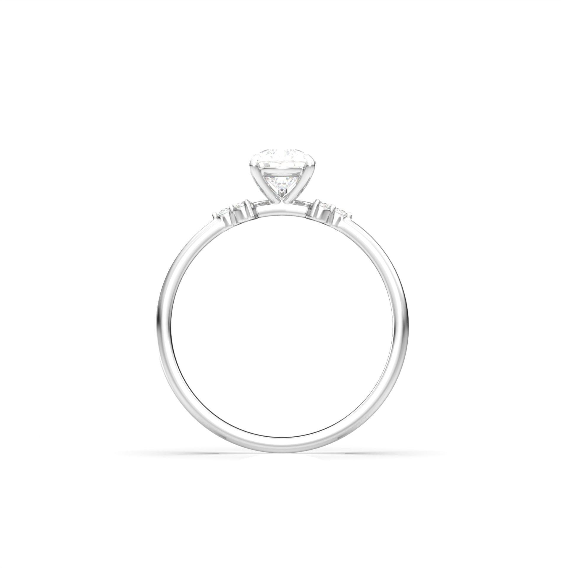 Pear Cluster Stones Diamond Engagement Ring - Moissanite Engagement Rings
