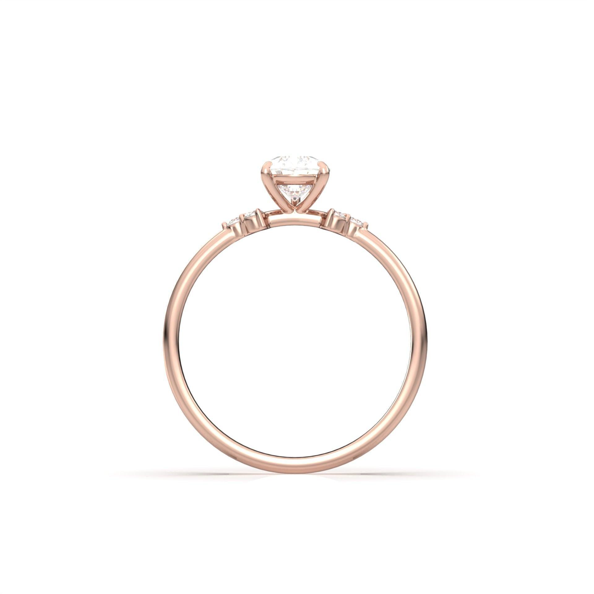 Pear Cluster Stones Diamond Engagement Ring - Moissanite Engagement Rings