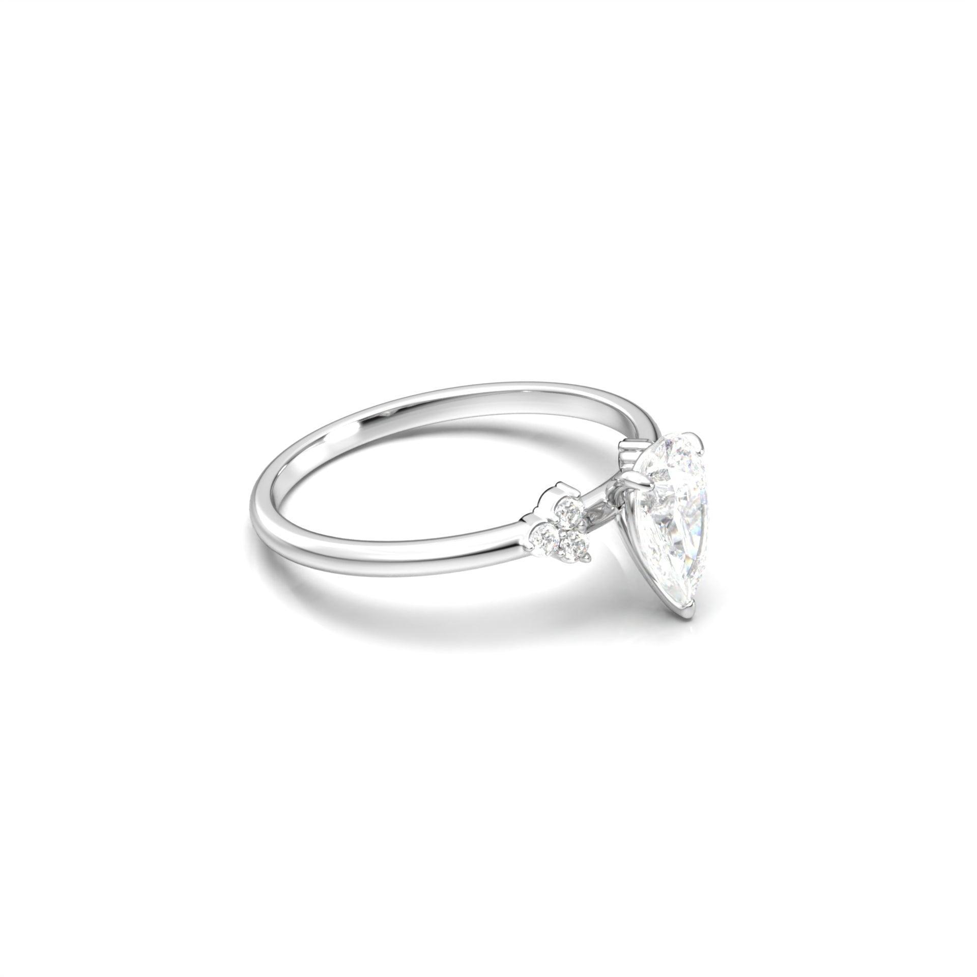 Pear Cluster Stones Diamond Engagement Ring - Moissanite Engagement Rings