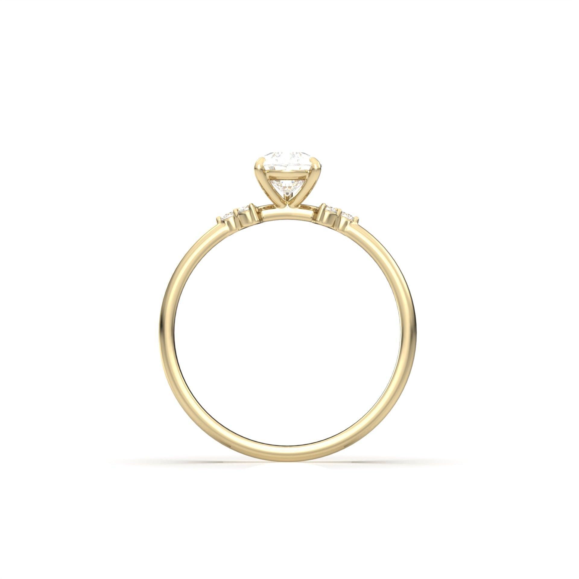 Pear Cluster Stones Diamond Engagement Ring - Moissanite Engagement Rings
