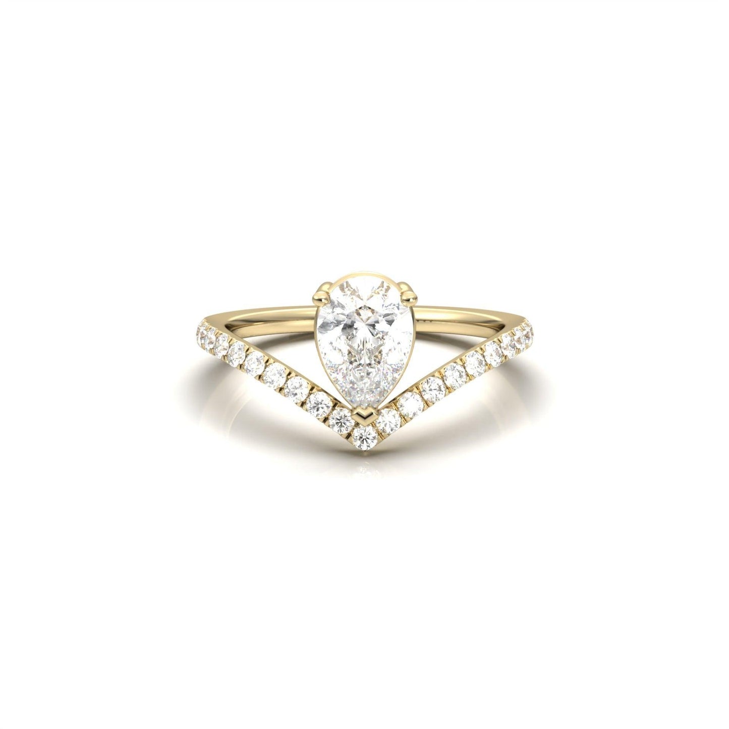 Pear Curved Band Diamond Engagement Ring - Moissanite Engagement Rings
