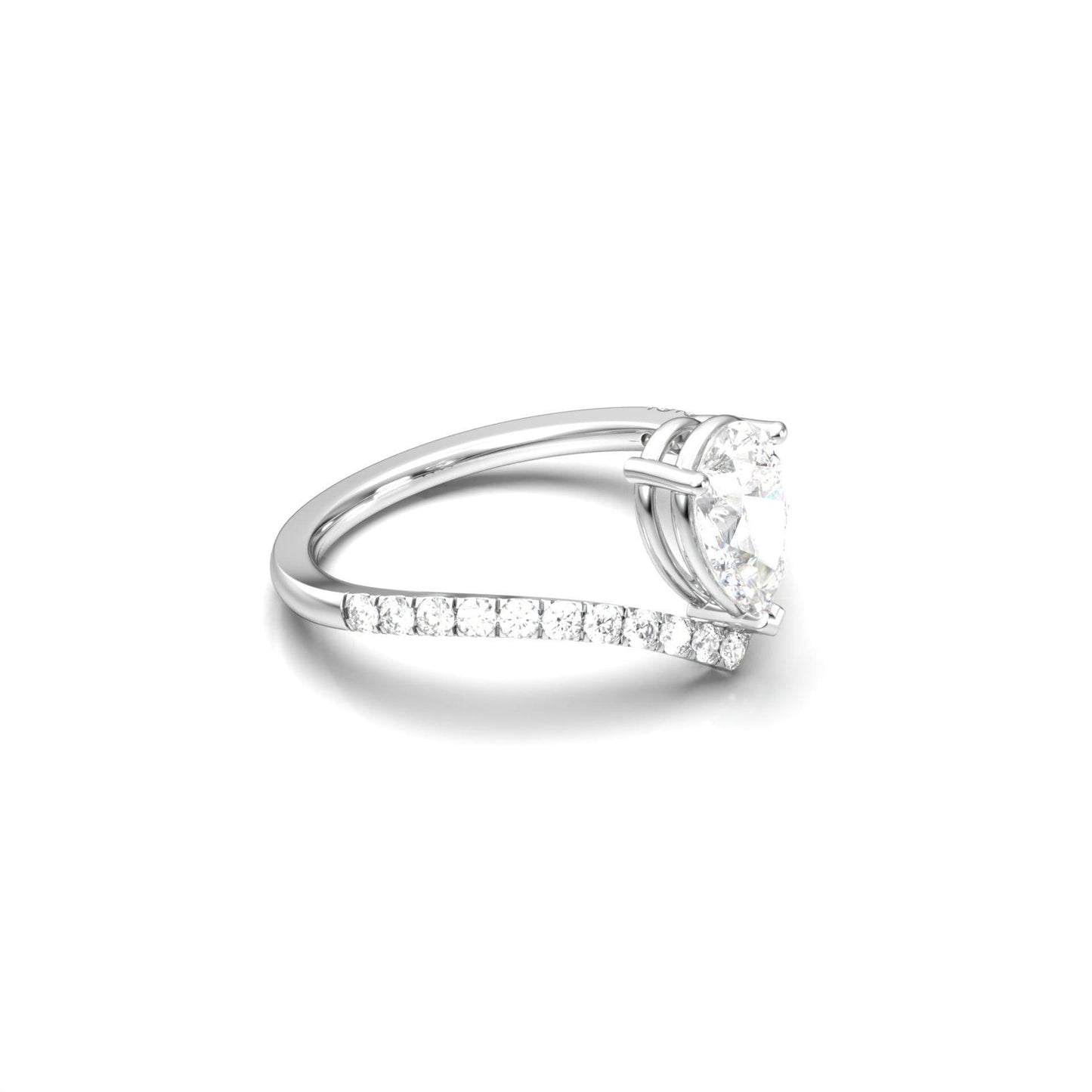 Pear Curved Band Diamond Engagement Ring - Moissanite Engagement Rings