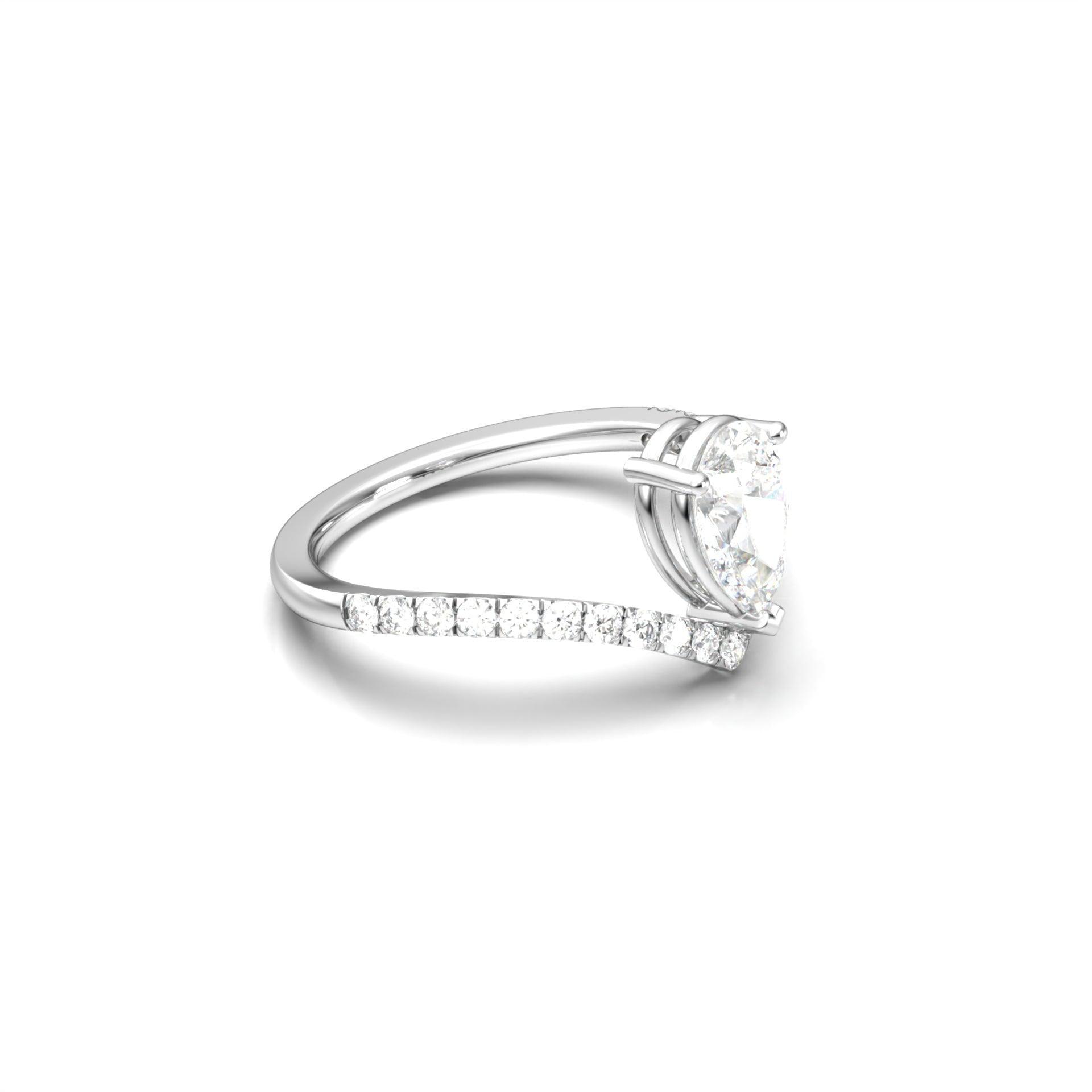 Pear Curved Band Diamond Engagement Ring - Moissanite Engagement Rings