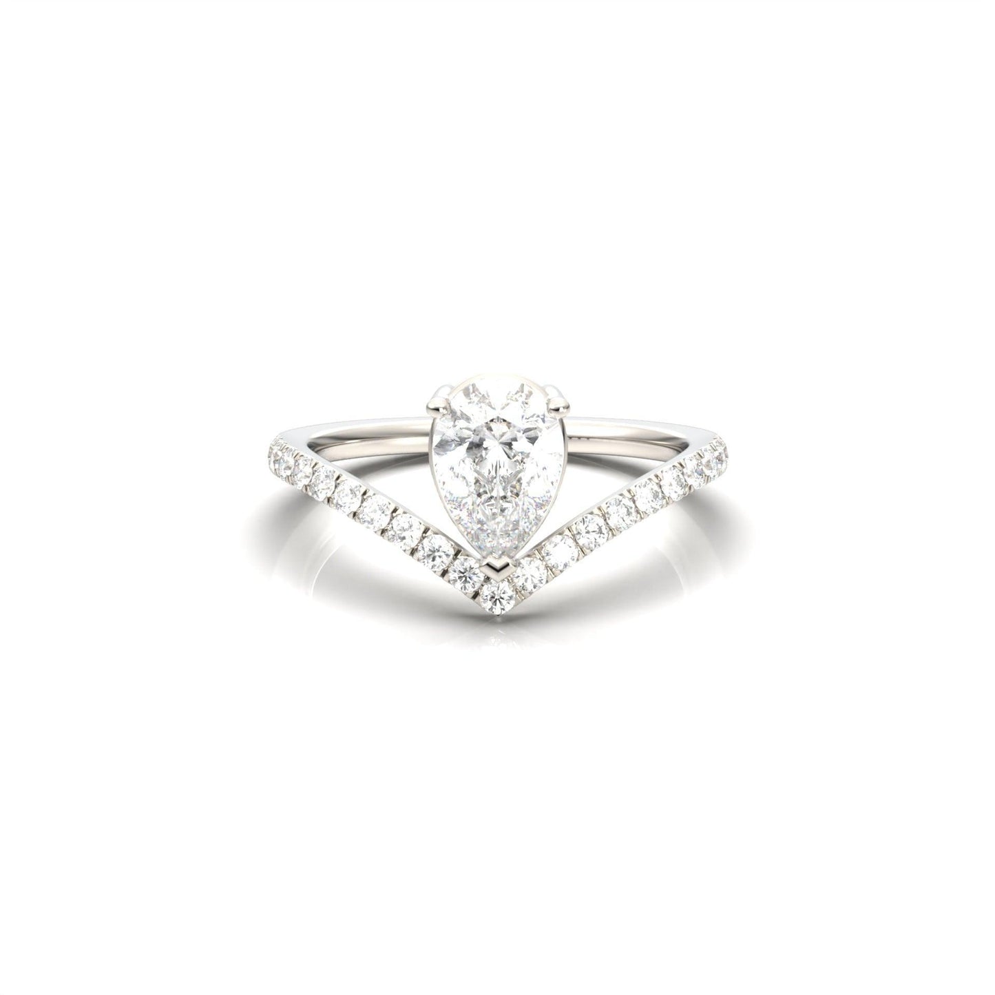 Pear Curved Band Diamond Engagement Ring - Moissanite Engagement Rings