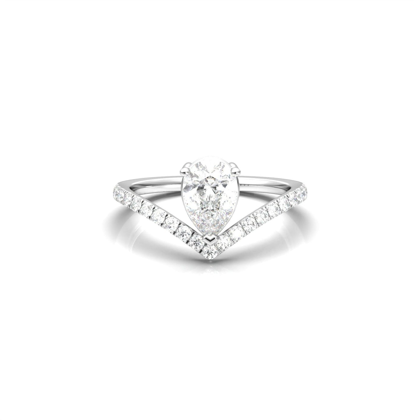 Pear Curved Band Diamond Engagement Ring - Moissanite Engagement Rings