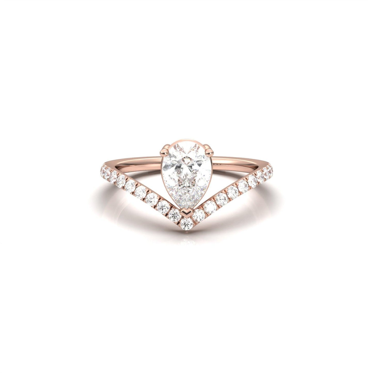 Pear Curved Band Diamond Engagement Ring - Moissanite Engagement Rings