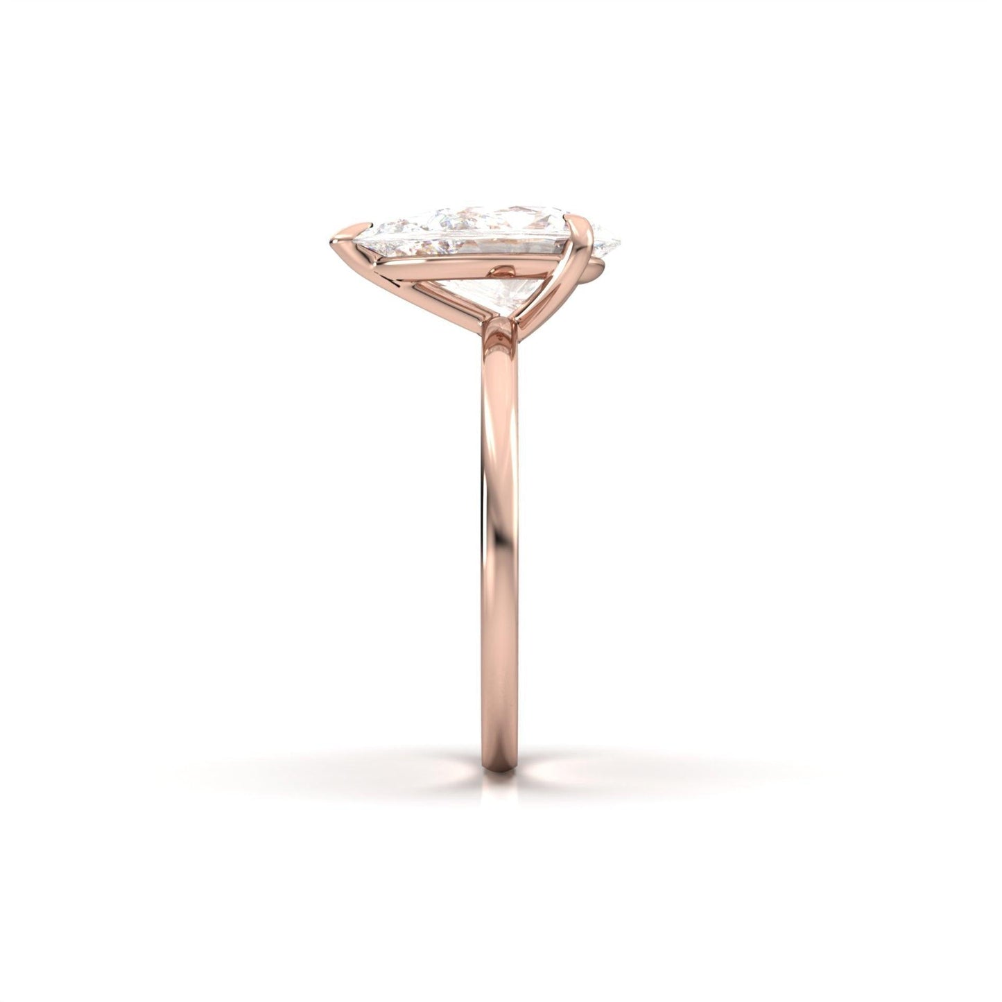 moissanite, pear solitaire, rose gold band, engagement ring | Moissanite Engagement Rings