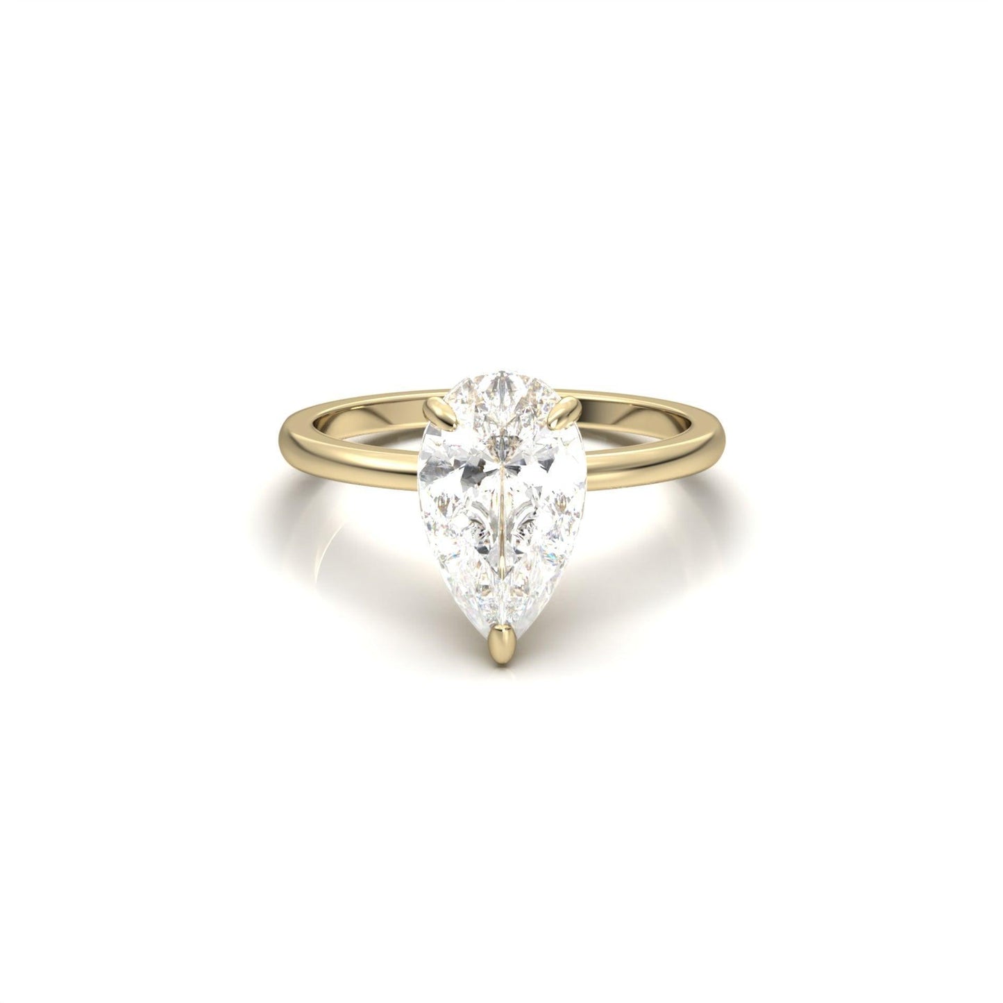 moissanite, pear solitaire, gold band, engagement ring | Moissanite Engagement Rings