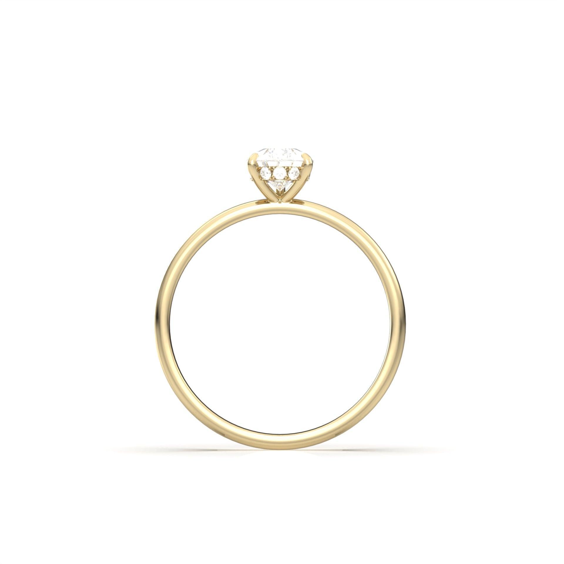 Pear Hidden Halo Diamond Engagement Ring - Moissanite Engagement Rings
