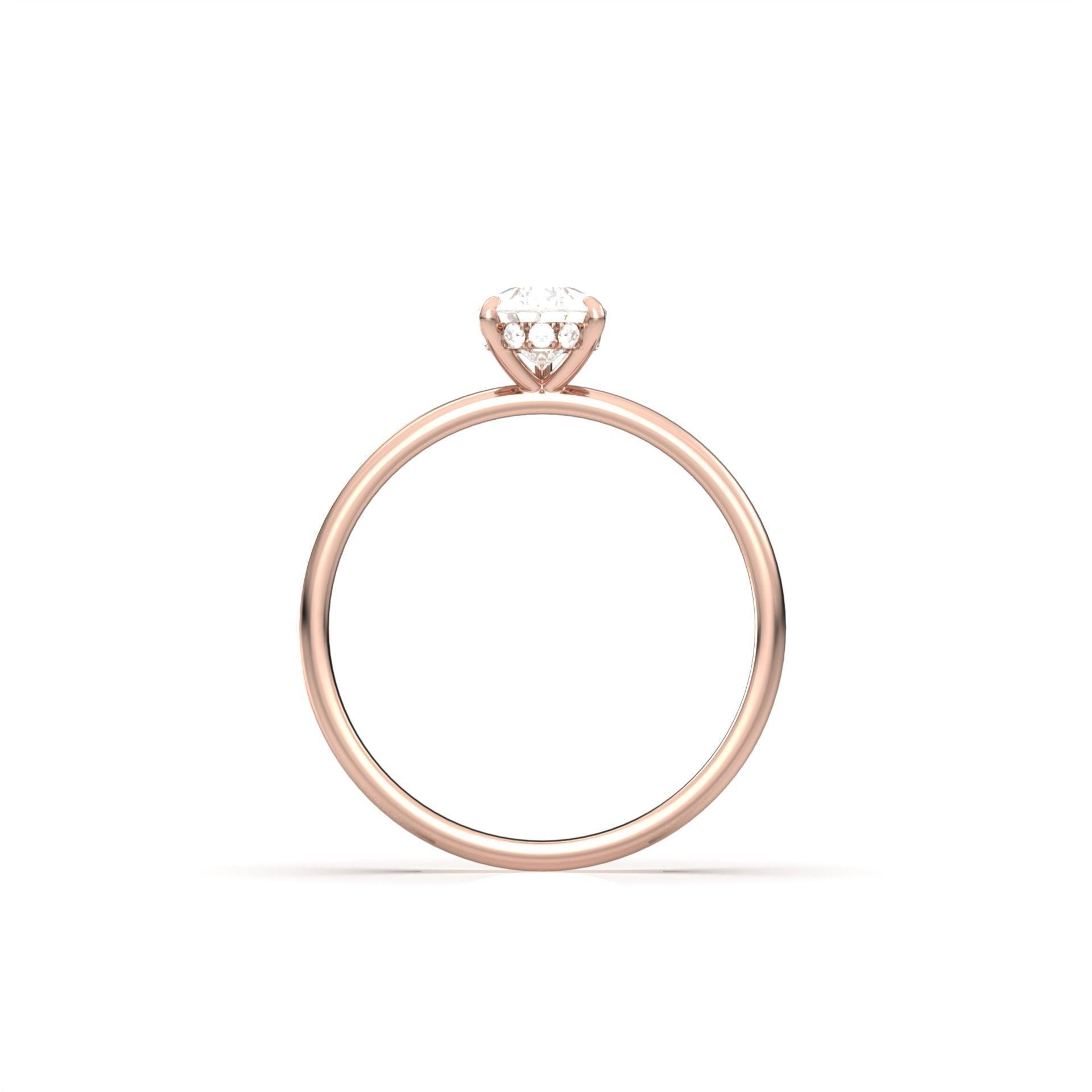 Pear Hidden Halo Diamond Engagement Ring - Moissanite Engagement Rings