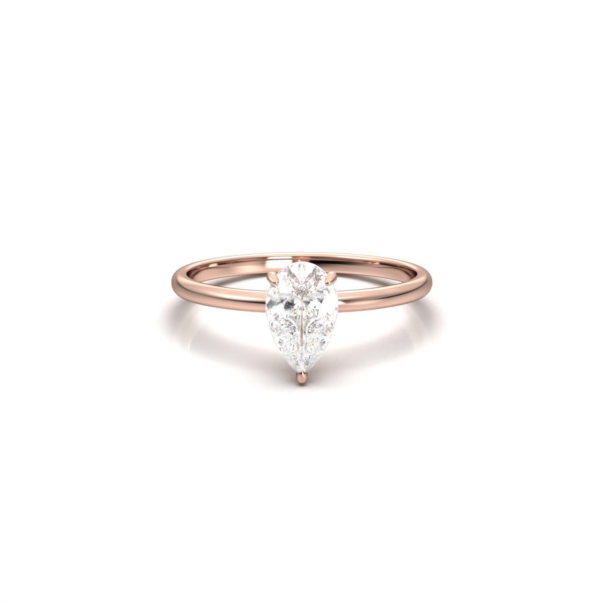Pear Hidden Halo Diamond Engagement Ring - Moissanite Engagement Rings