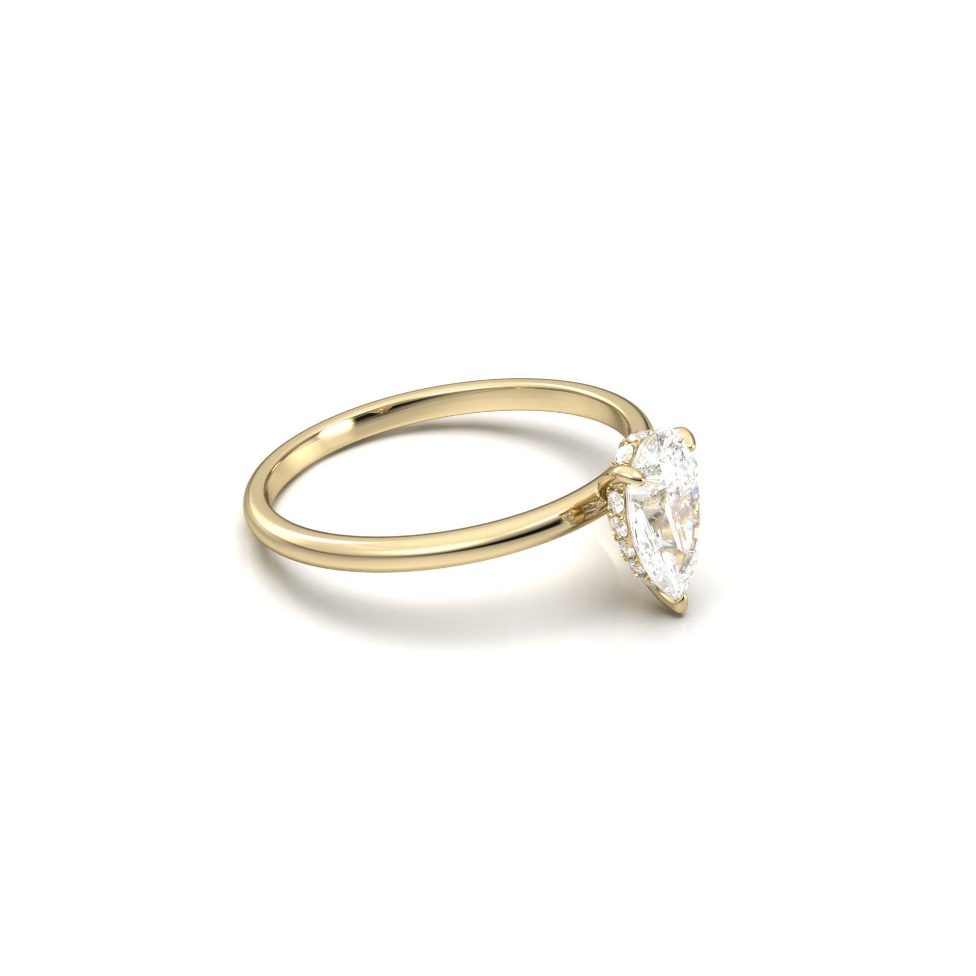 Pear Hidden Halo Moissanite Engagement Ring - Moissanite Engagement Rings