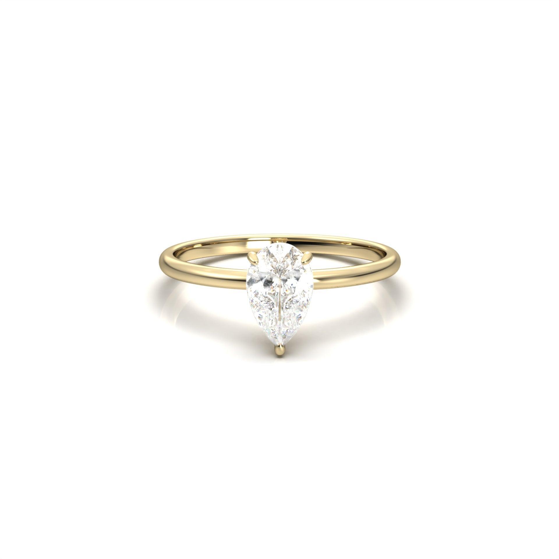Pear Hidden Halo Moissanite Engagement Ring - Moissanite Engagement Rings