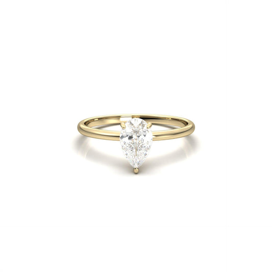 Pear Hidden Halo Moissanite Engagement Ring - Moissanite Engagement Rings