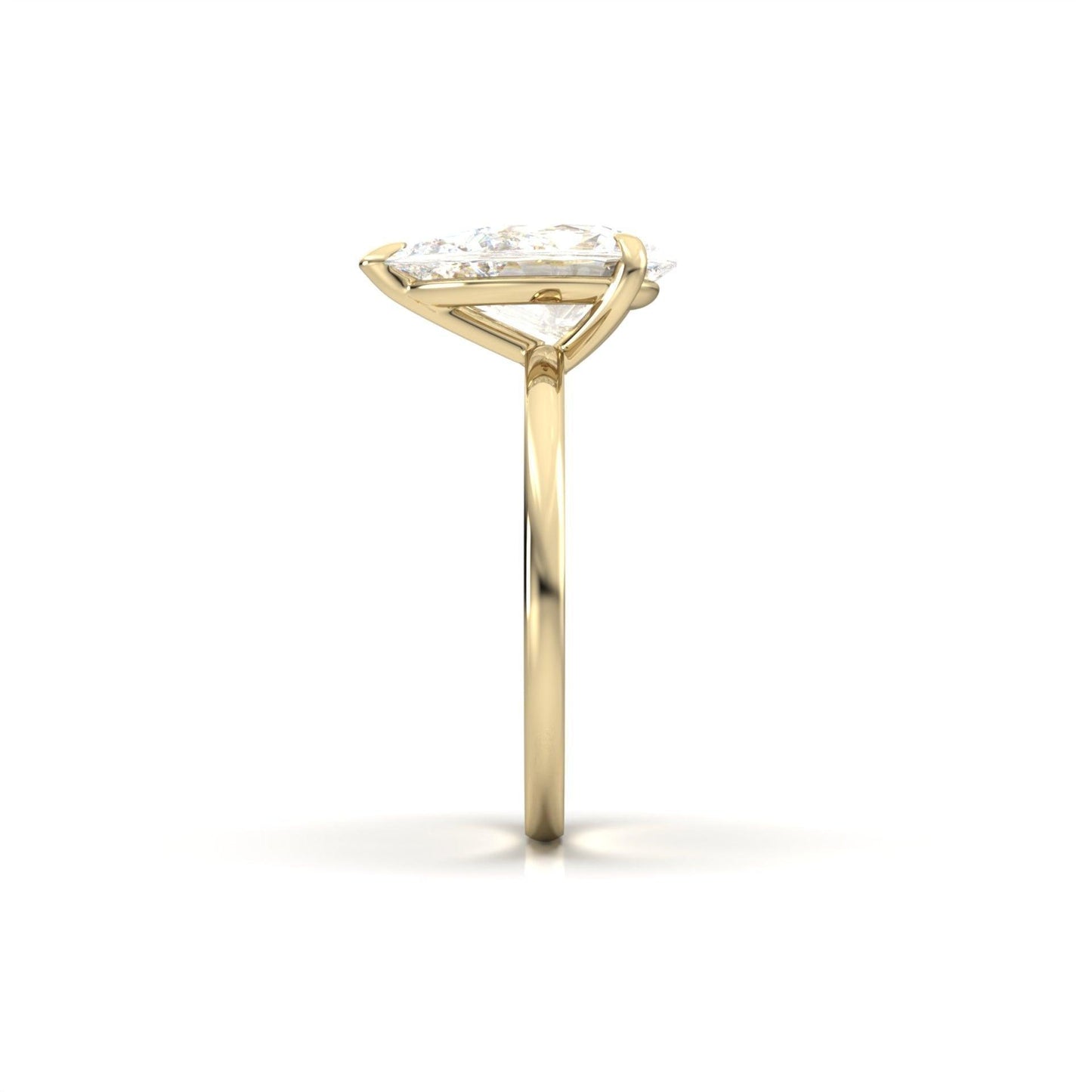 moissanite, pear solitaire, gold band, engagement ring | Moissanite Engagement Rings