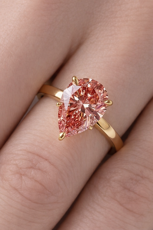 Pear Pink Solitaire Diamond Engagement Ring