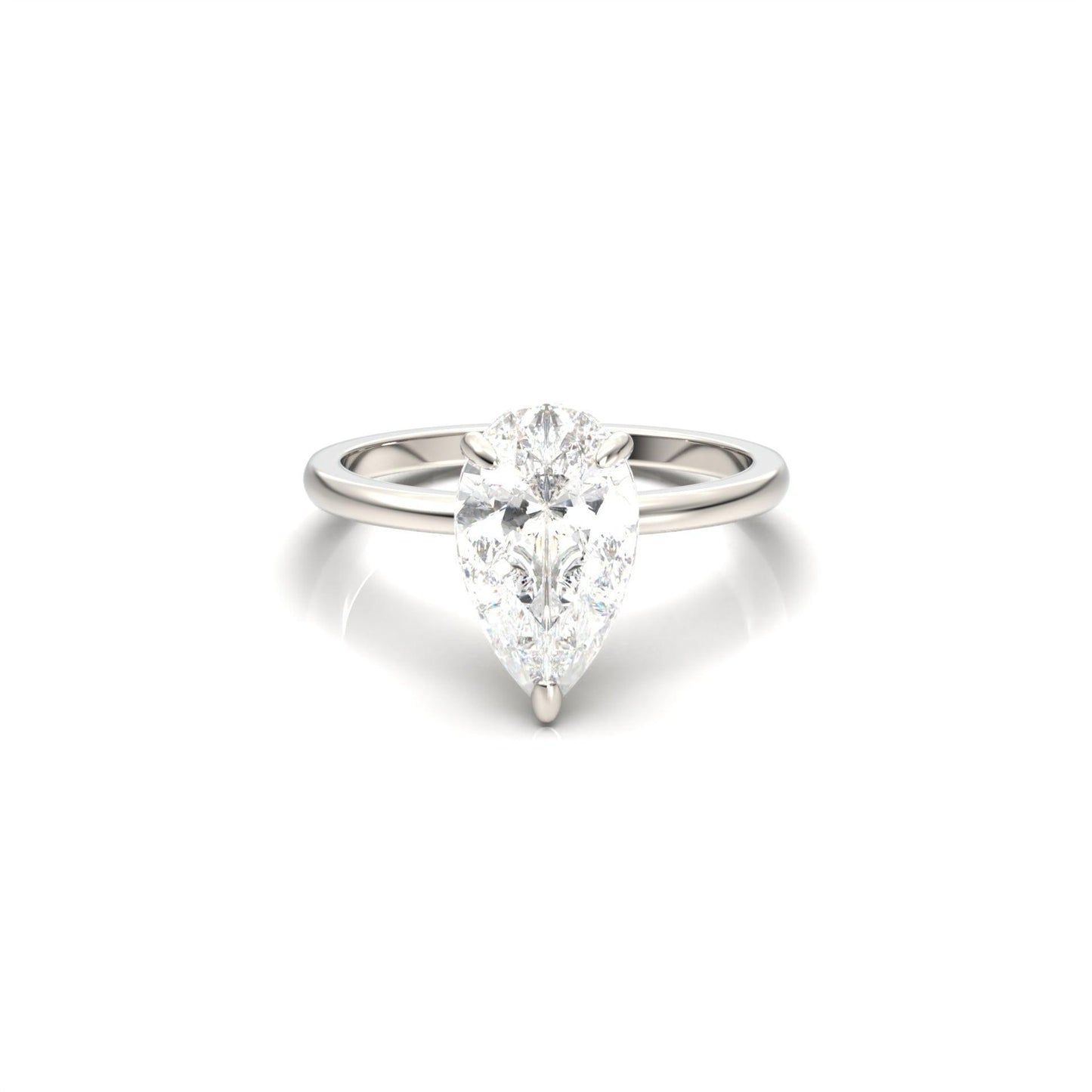 moissanite, pear solitaire, platinum band, engagement ring | Moissanite Engagement Rings
