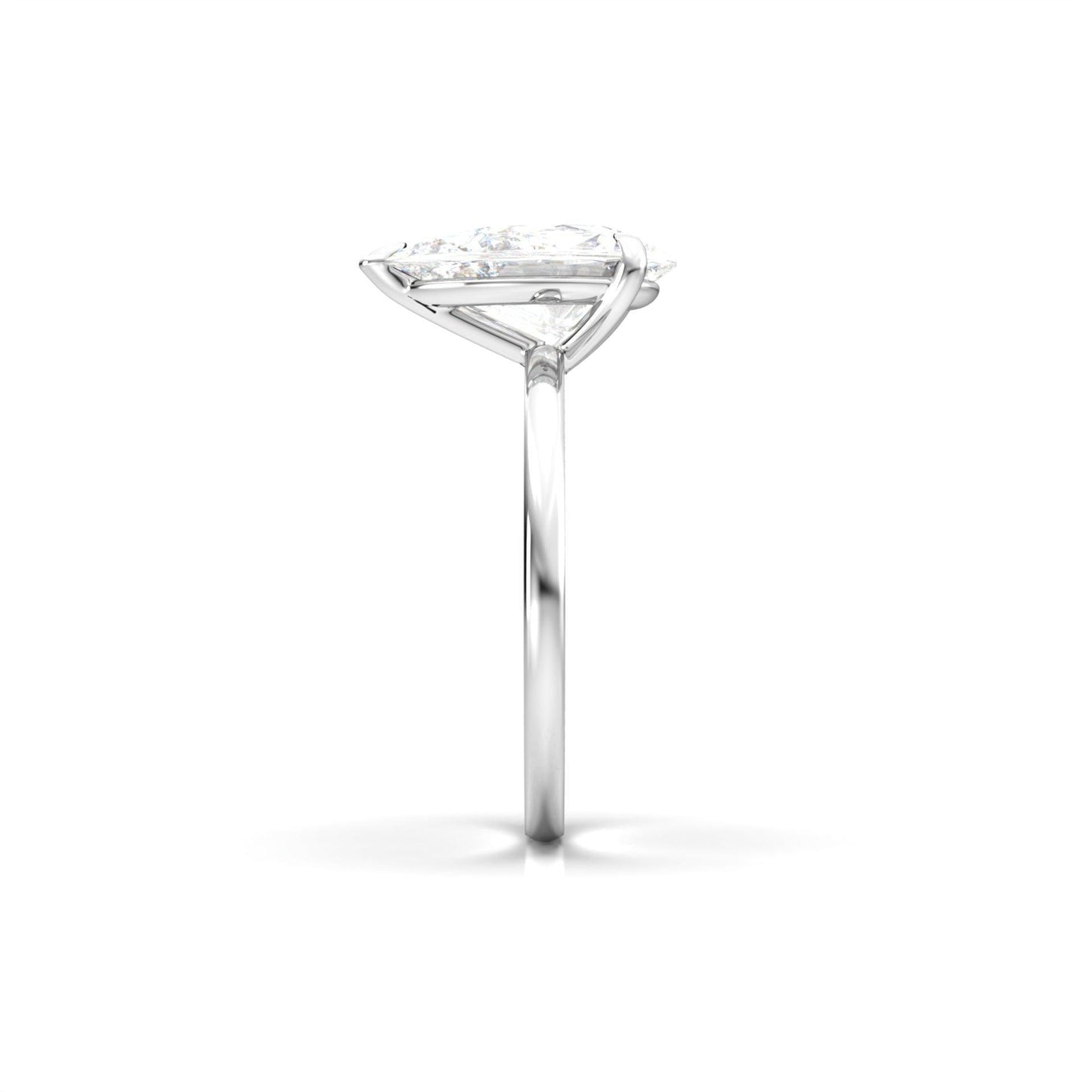 moissanite, pear solitaire, platinum band, engagement ring | Moissanite Engagement Rings