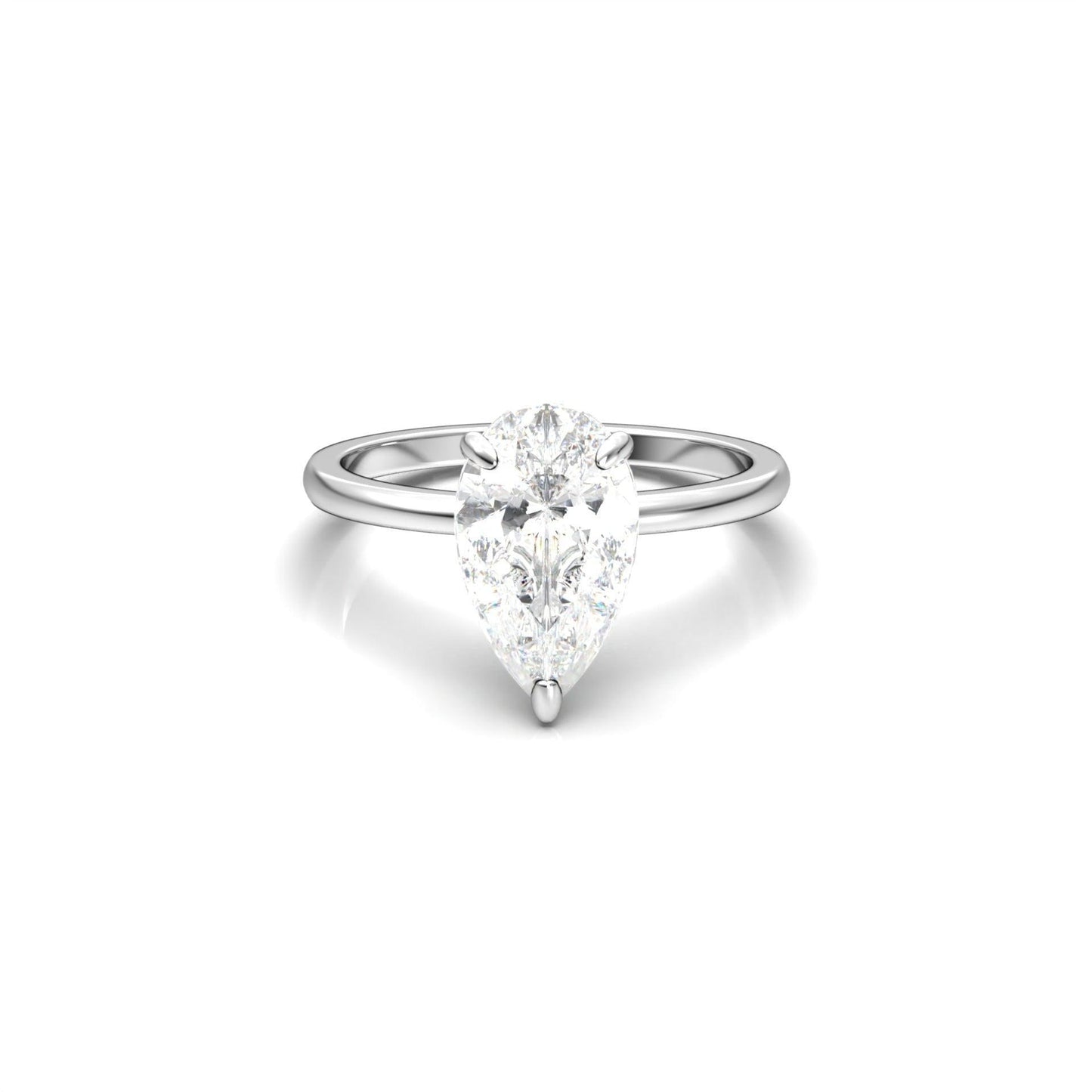 moissanite, pear solitaire, platinum band, engagement ring | Moissanite Engagement Rings