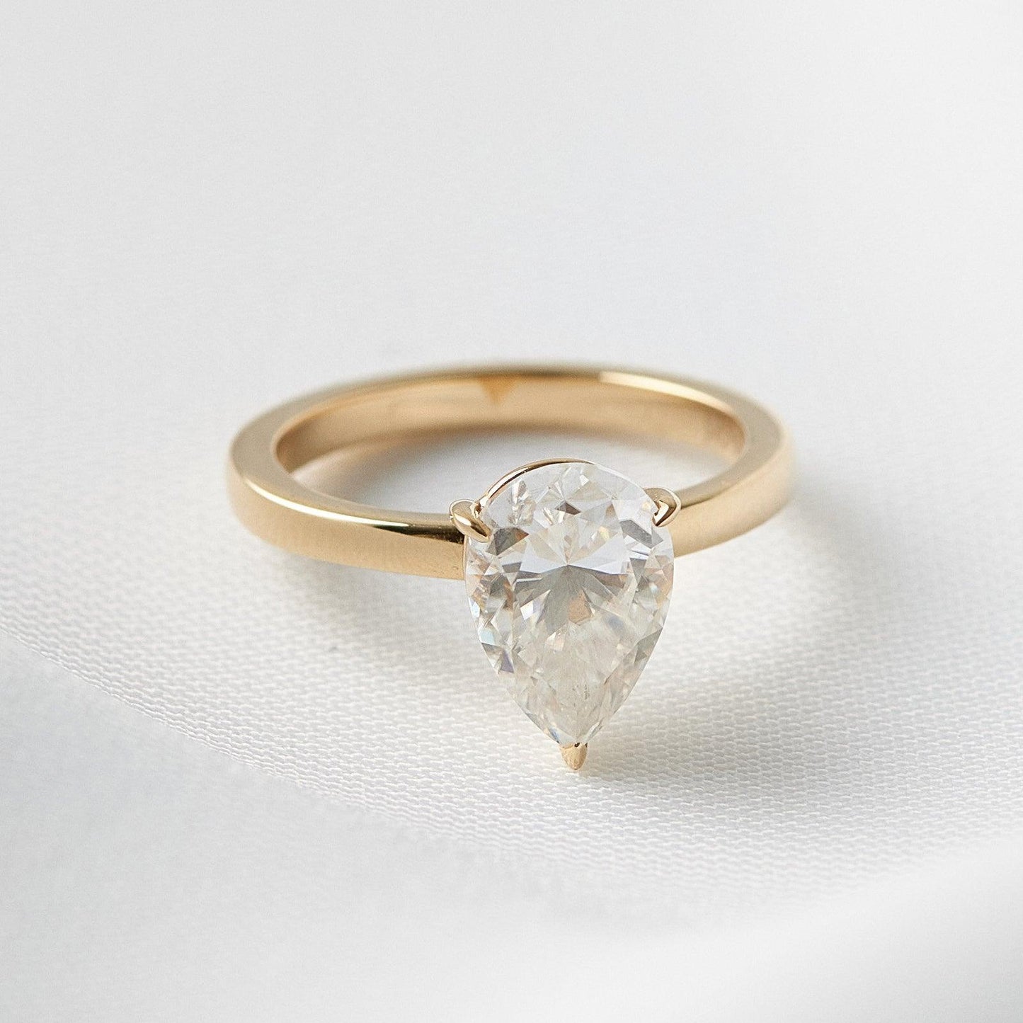 Pear Solitaire Moissanite Engagement Ring - Ready To Ship - Moissanite Engagement Rings