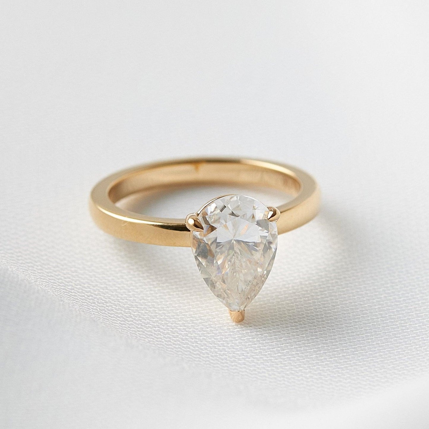 Pear Solitaire Moissanite Engagement Ring - Ready To Ship - Moissanite Engagement Rings