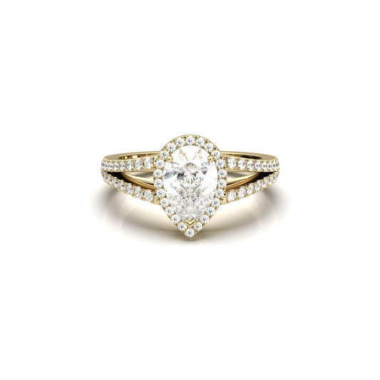 Pear Split Band Setting Moissanite Engagement Ring - Moissanite Engagement Rings