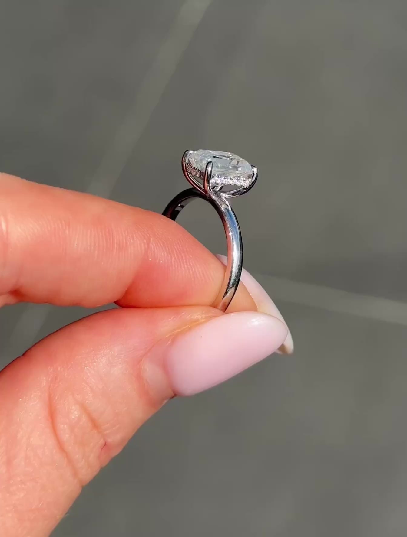 Emerald Hidden Halo Moissanite Engagement Ring