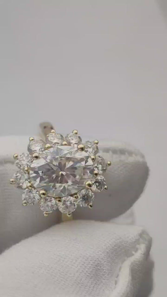 Floral Oval Moissanite Engagement Ring