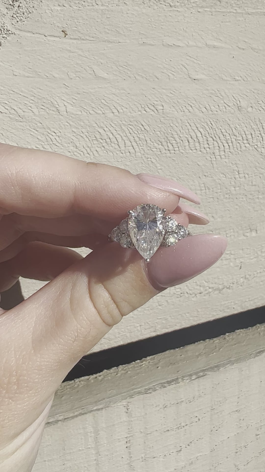 Pear Cluster Stones Moissanite Engagement Ring - Ready To Ship