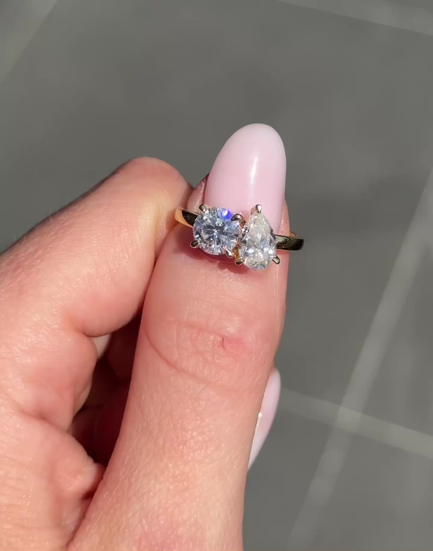 Toi Et Moi Pear & Round Moissanite Engagement Ring