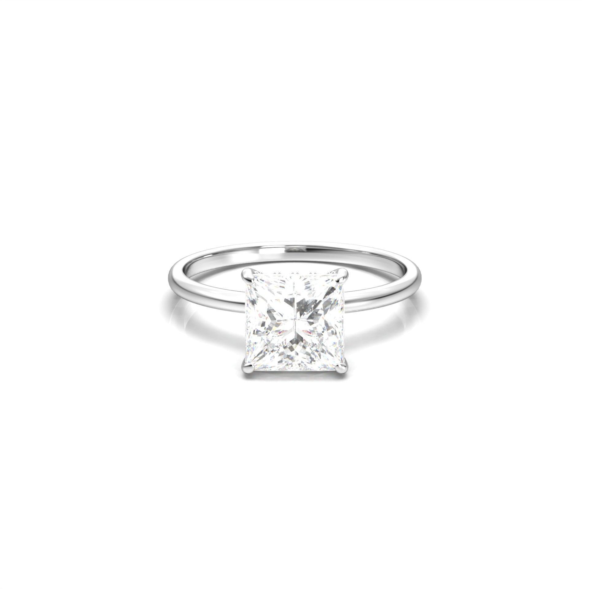 Princess Hidden Halo Diamond Engagement Ring - Moissanite Engagement Rings