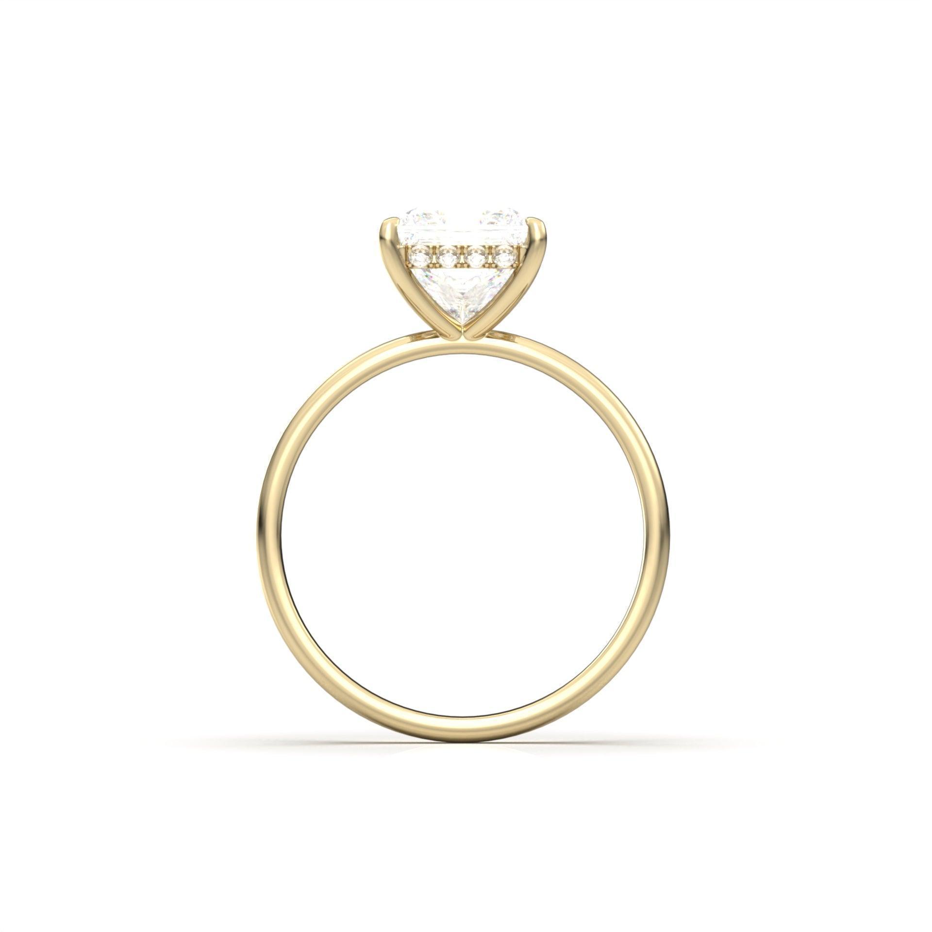 Princess Hidden Halo Diamond Engagement Ring - Moissanite Engagement Rings