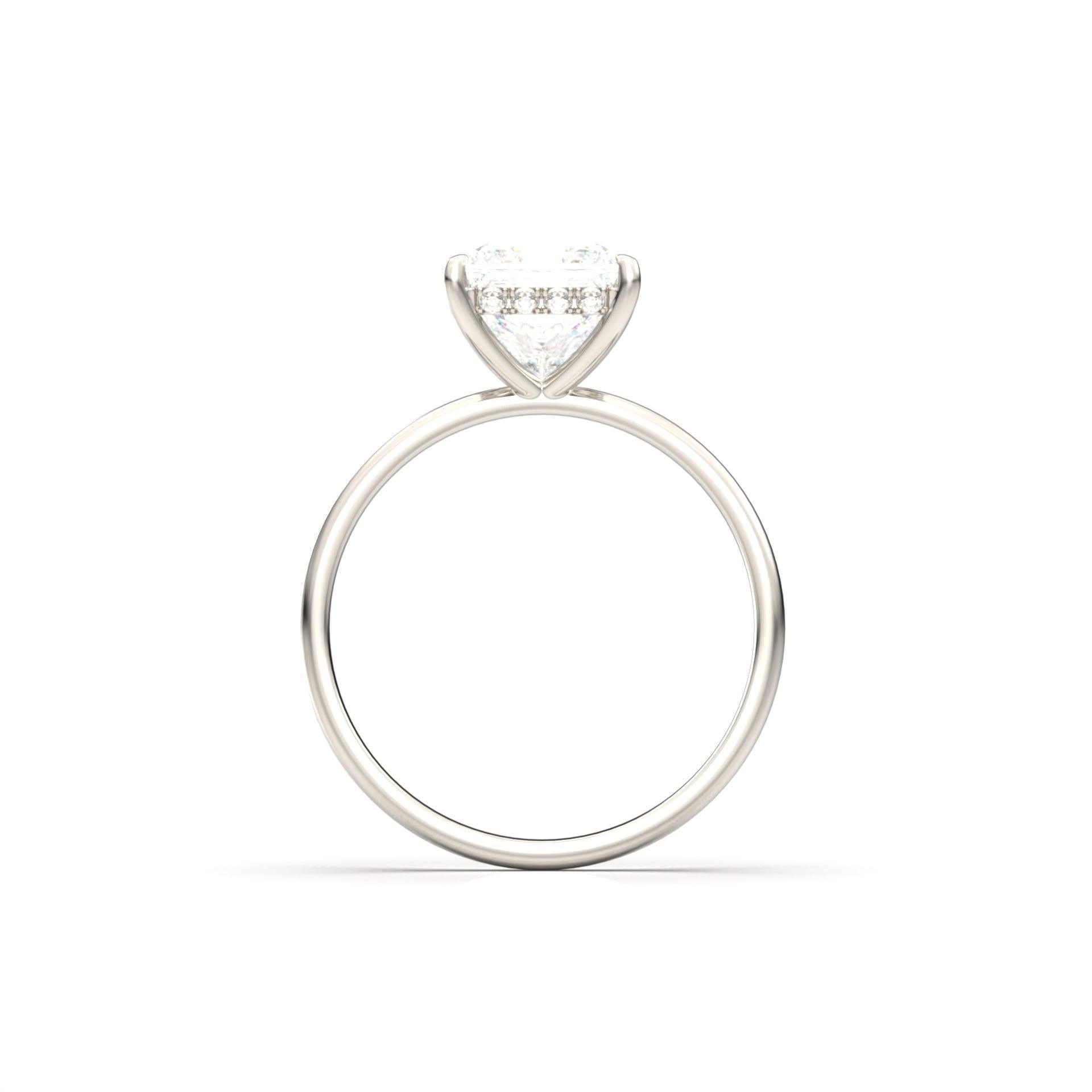 Princess Hidden Halo Diamond Engagement Ring - Moissanite Engagement Rings