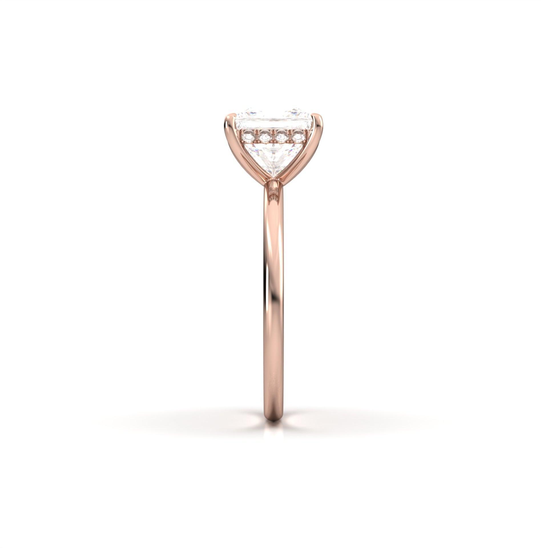 Princess Hidden Halo Diamond Engagement Ring - Moissanite Engagement Rings