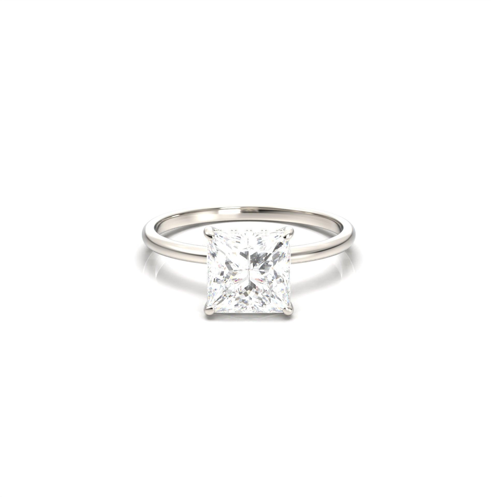 Princess Hidden Halo Diamond Engagement Ring - Moissanite Engagement Rings