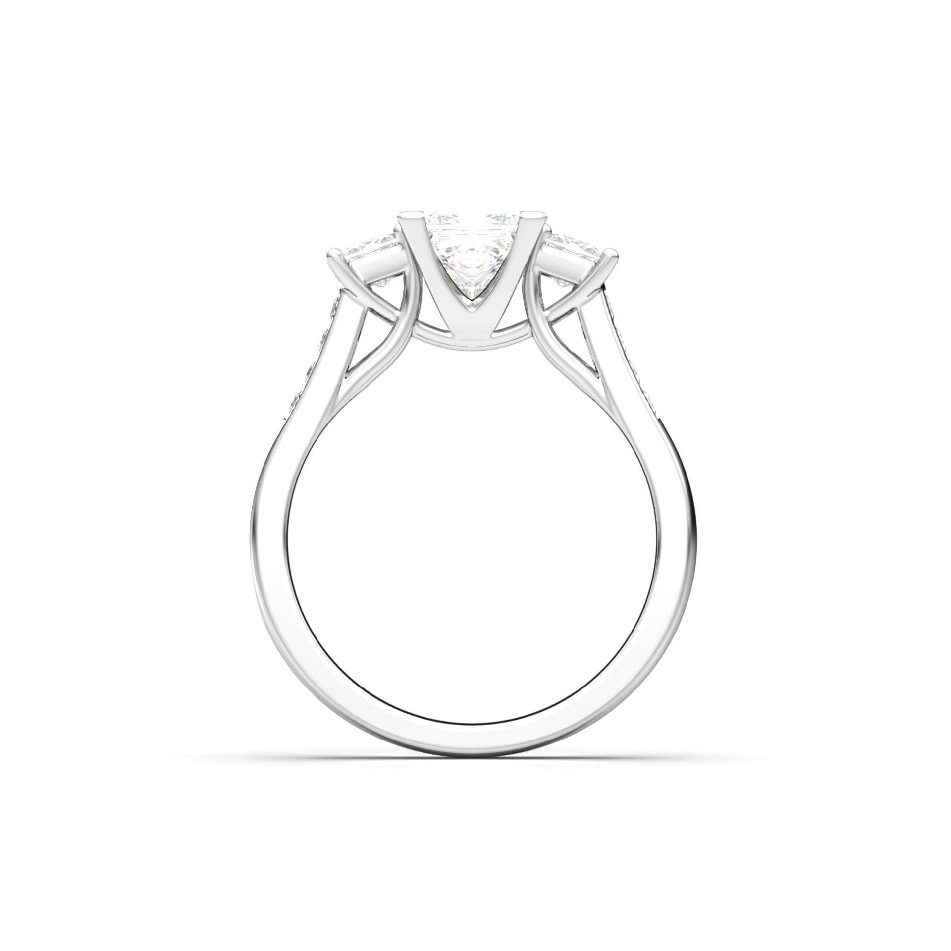 Princess Trilogy Diamond Engagement Ring - Moissanite Engagement Rings