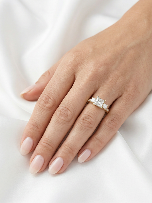 Princess Trilogy Moissanite Engagement Ring