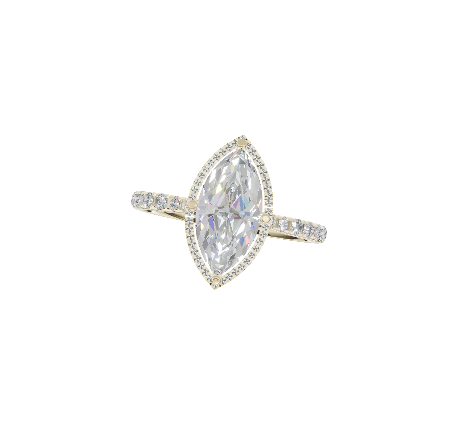 Half-Pave Solitaire Halo Cathedral