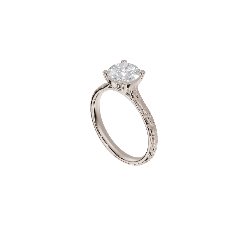 Fleur-de-lis Engraved Solitaire Cathedral