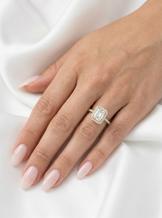 Radiant Halo Full Pavé Moissanite Engagement Ring