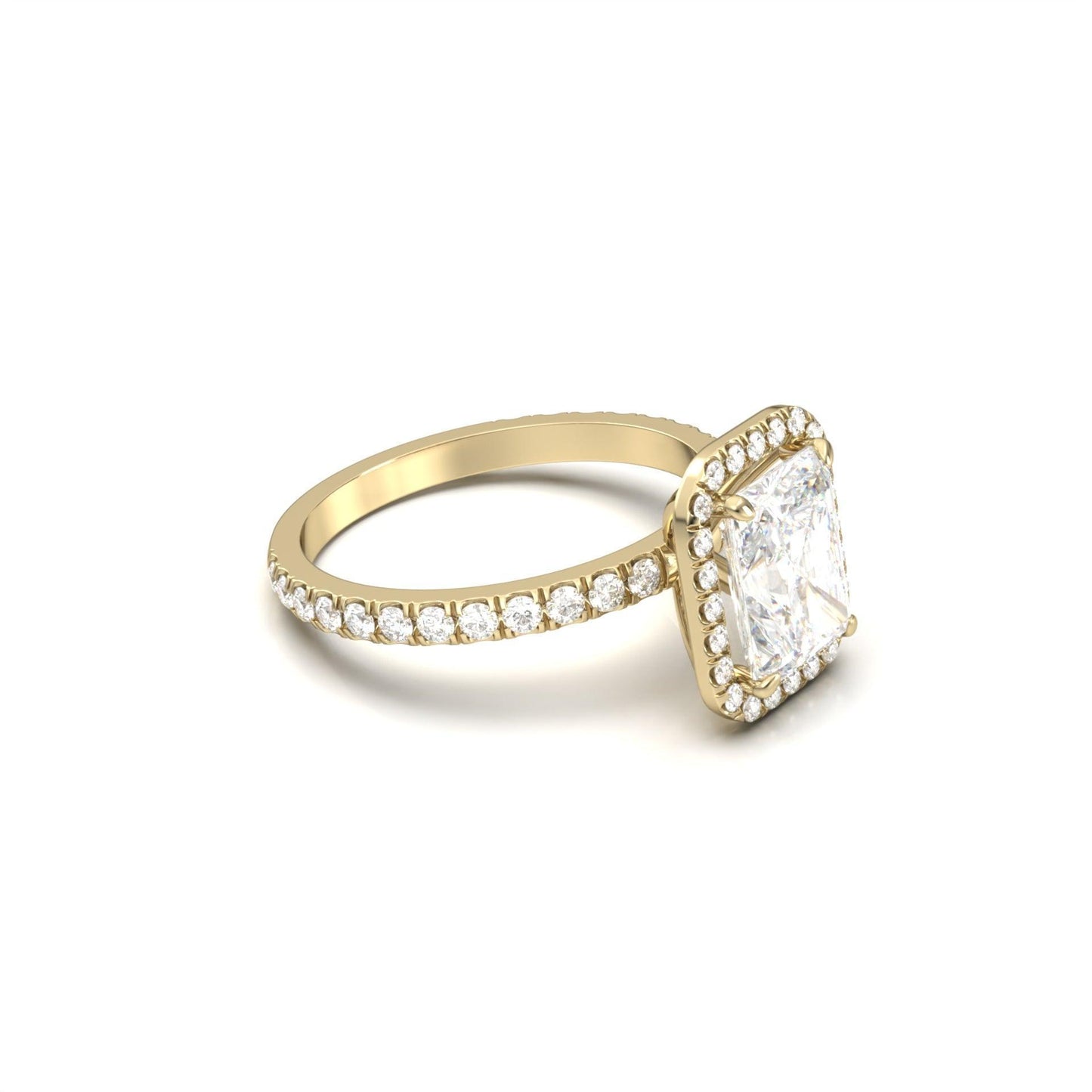 Radiant Halo Full Pavé Diamond Engagement Ring - Moissanite Engagement Rings