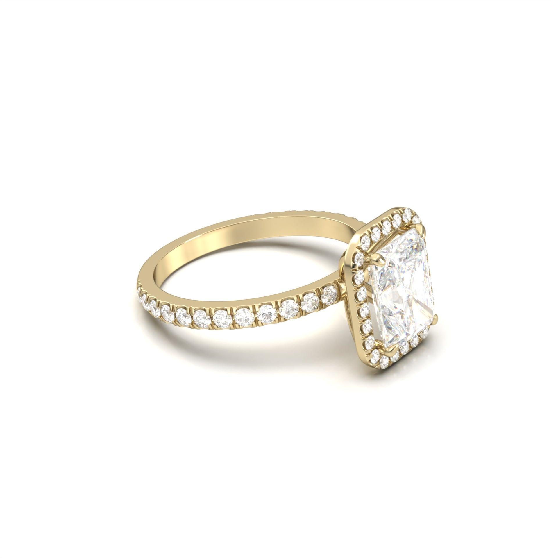 Radiant Halo Full Pavé Diamond Engagement Ring - Moissanite Engagement Rings