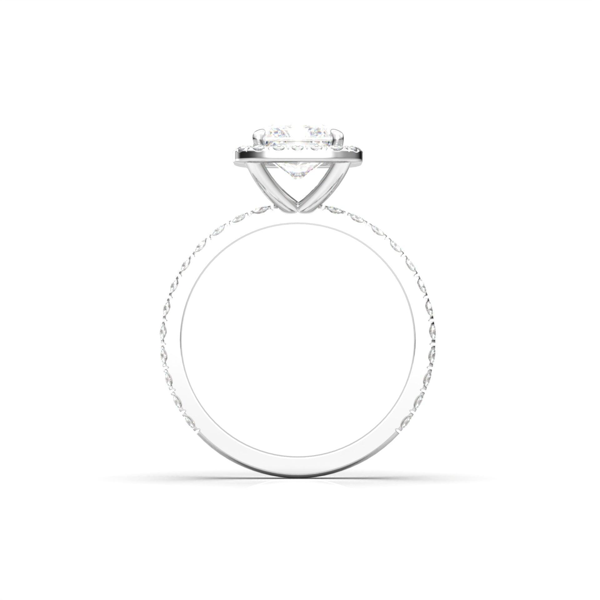 Radiant Halo Full Pavé Diamond Engagement Ring - Moissanite Engagement Rings