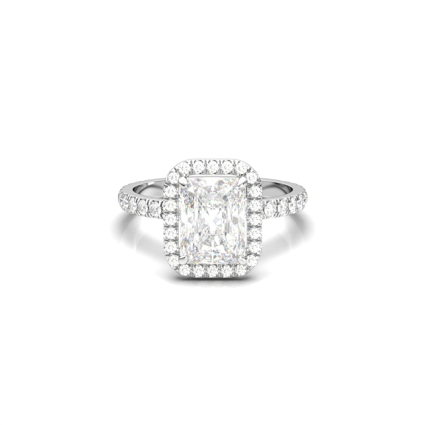 Radiant Halo Full Pavé Diamond Engagement Ring - Moissanite Engagement Rings