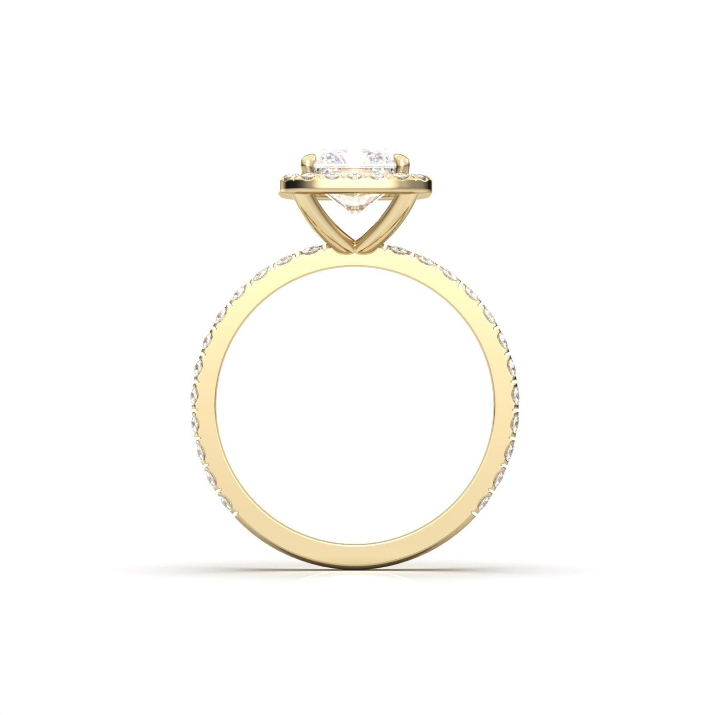 Radiant Halo Full Pavé Diamond Engagement Ring - Moissanite Engagement Rings